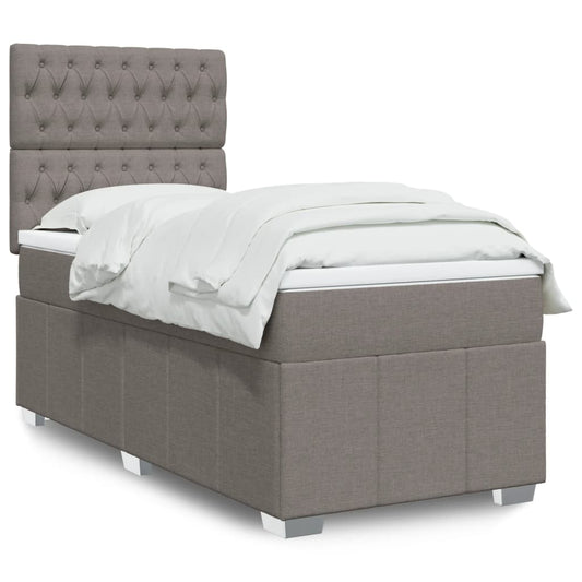 Boxspring met matras stof taupe 90x190 cm Bedden & bedframes | Creëer jouw Trendy Thuis | Gratis bezorgd & Retour | Trendy.nl