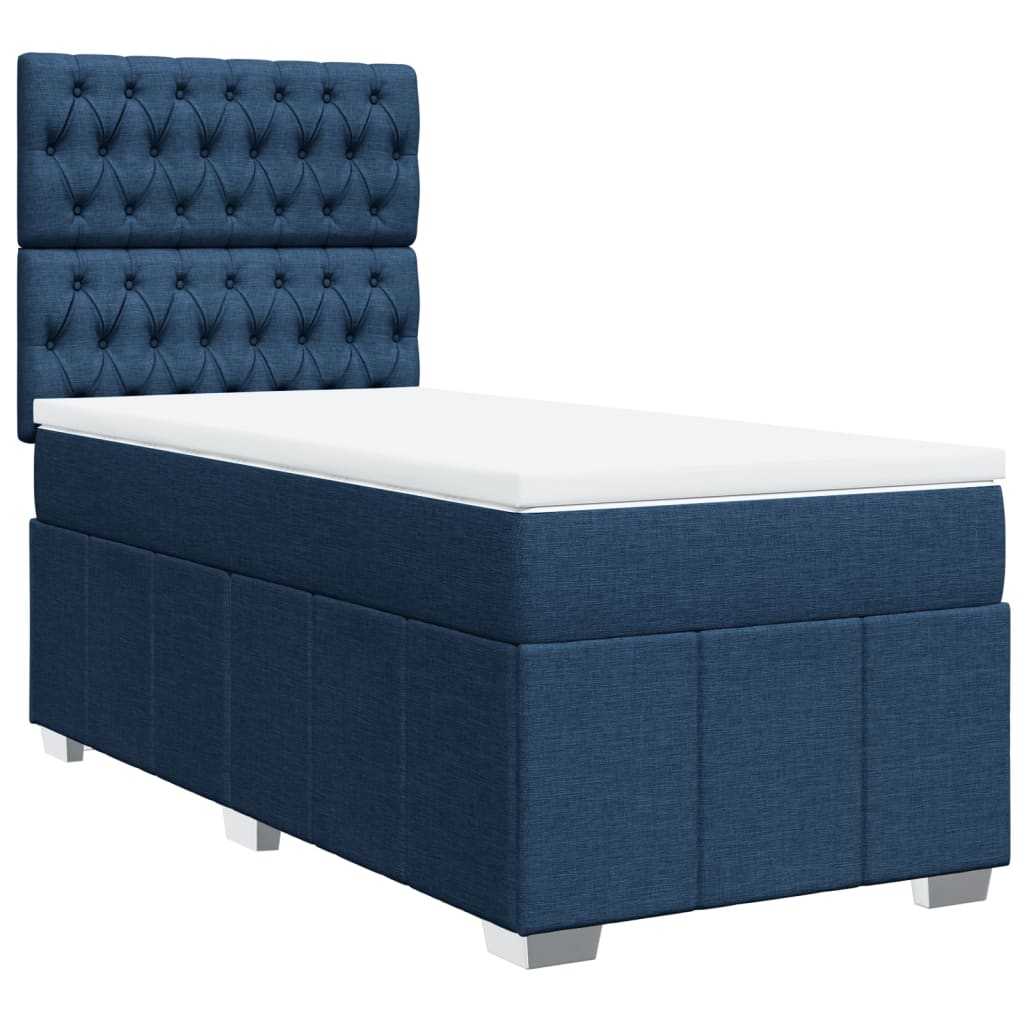 Boxspring met matras stof blauw 90x190 cm Bedden & bedframes | Creëer jouw Trendy Thuis | Gratis bezorgd & Retour | Trendy.nl