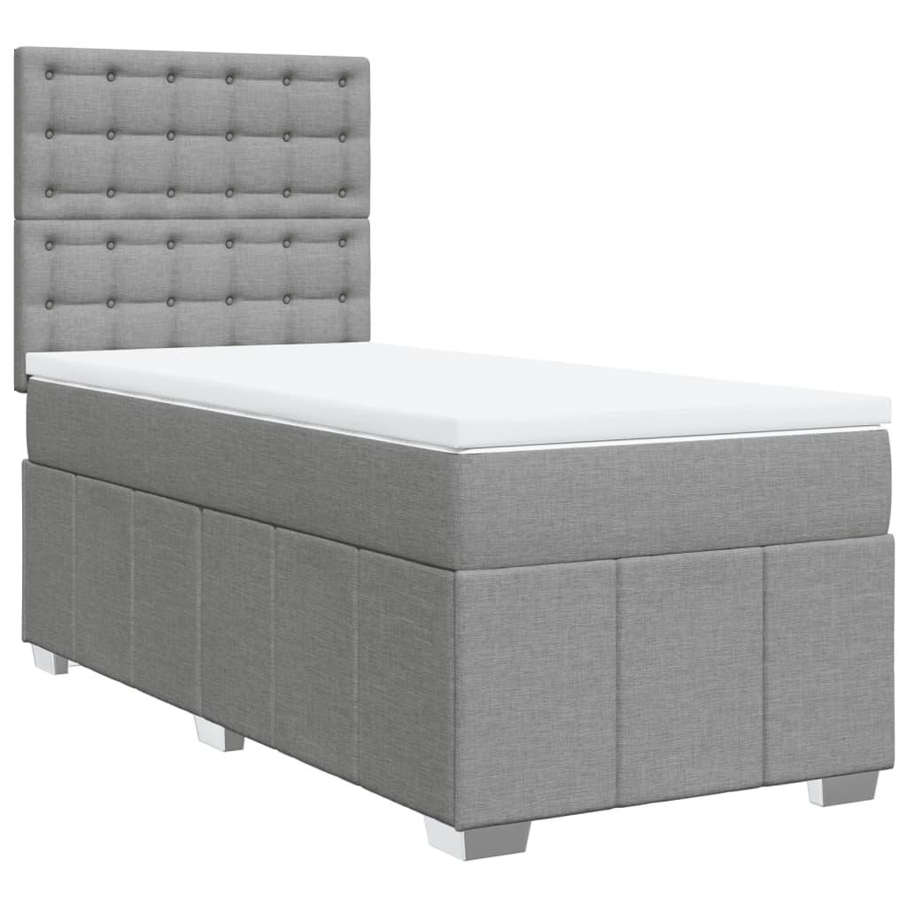 Boxspring met matras stof lichtgrijs 90x190 cm Bedden & bedframes | Creëer jouw Trendy Thuis | Gratis bezorgd & Retour | Trendy.nl