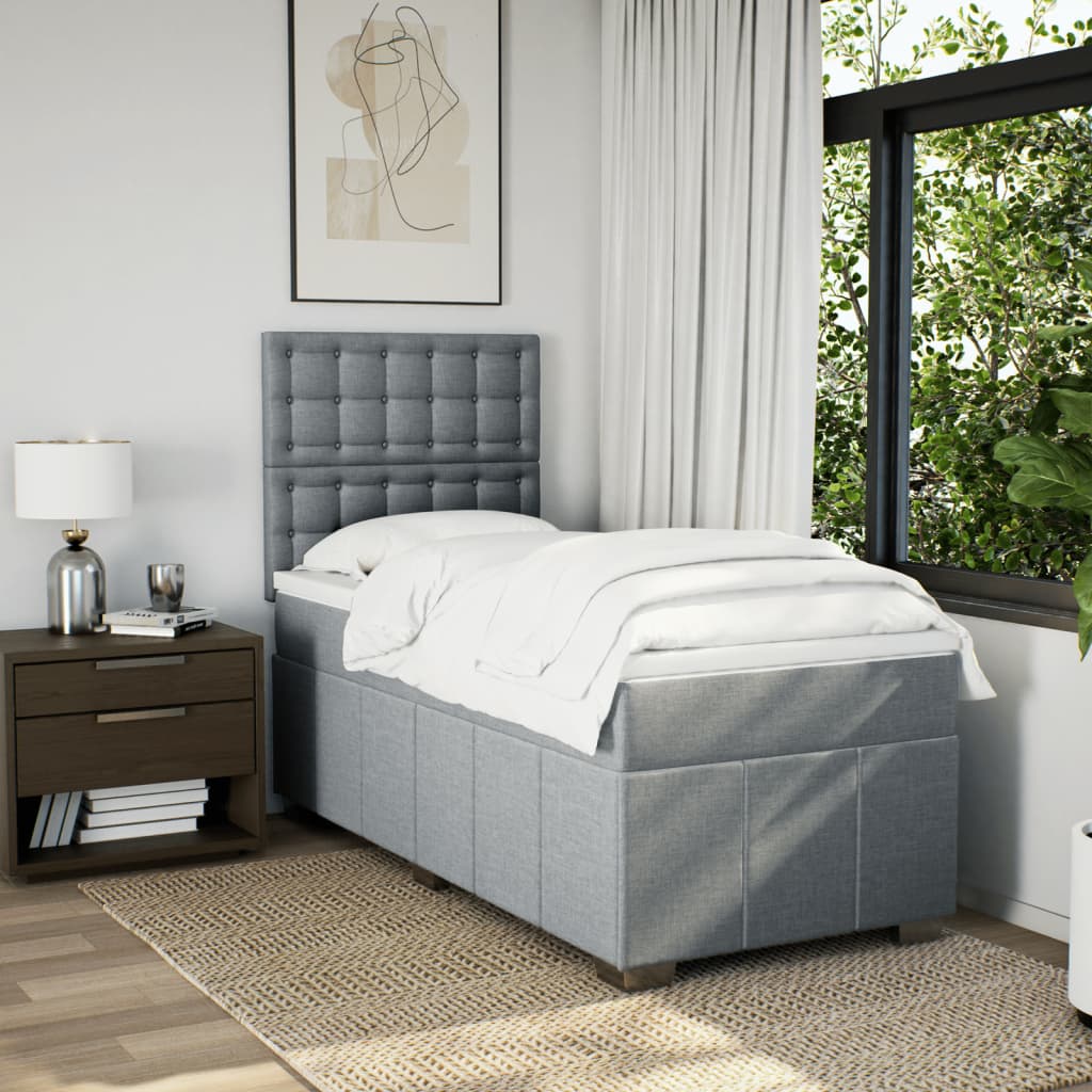 Boxspring met matras stof lichtgrijs 90x190 cm Bedden & bedframes | Creëer jouw Trendy Thuis | Gratis bezorgd & Retour | Trendy.nl