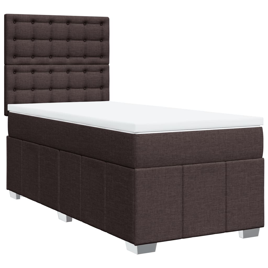 Boxspring met matras stof donkerbruin 90x190 cm Bedden & bedframes | Creëer jouw Trendy Thuis | Gratis bezorgd & Retour | Trendy.nl