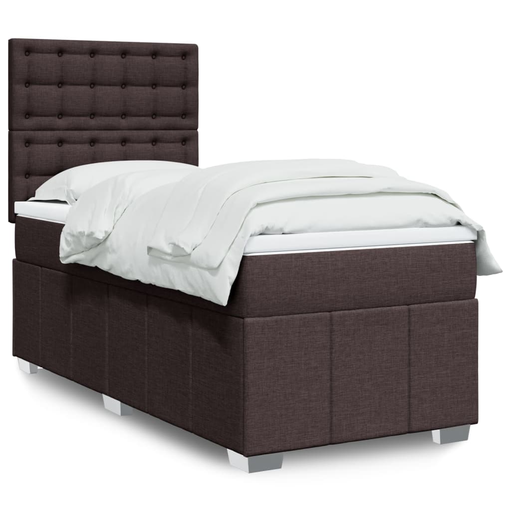 Boxspring met matras stof donkerbruin 90x190 cm Bedden & bedframes | Creëer jouw Trendy Thuis | Gratis bezorgd & Retour | Trendy.nl