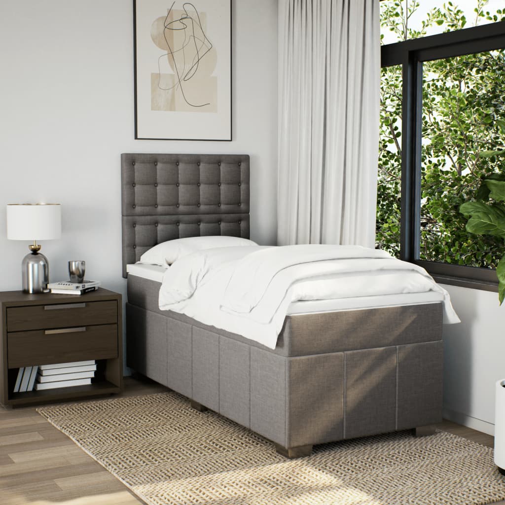 Boxspring met matras stof taupe 90x190 cm Bedden & bedframes | Creëer jouw Trendy Thuis | Gratis bezorgd & Retour | Trendy.nl