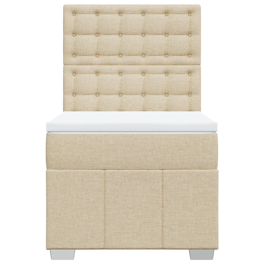 Boxspring met matras stof crèmekleurig 90x190 cm Bedden & bedframes | Creëer jouw Trendy Thuis | Gratis bezorgd & Retour | Trendy.nl