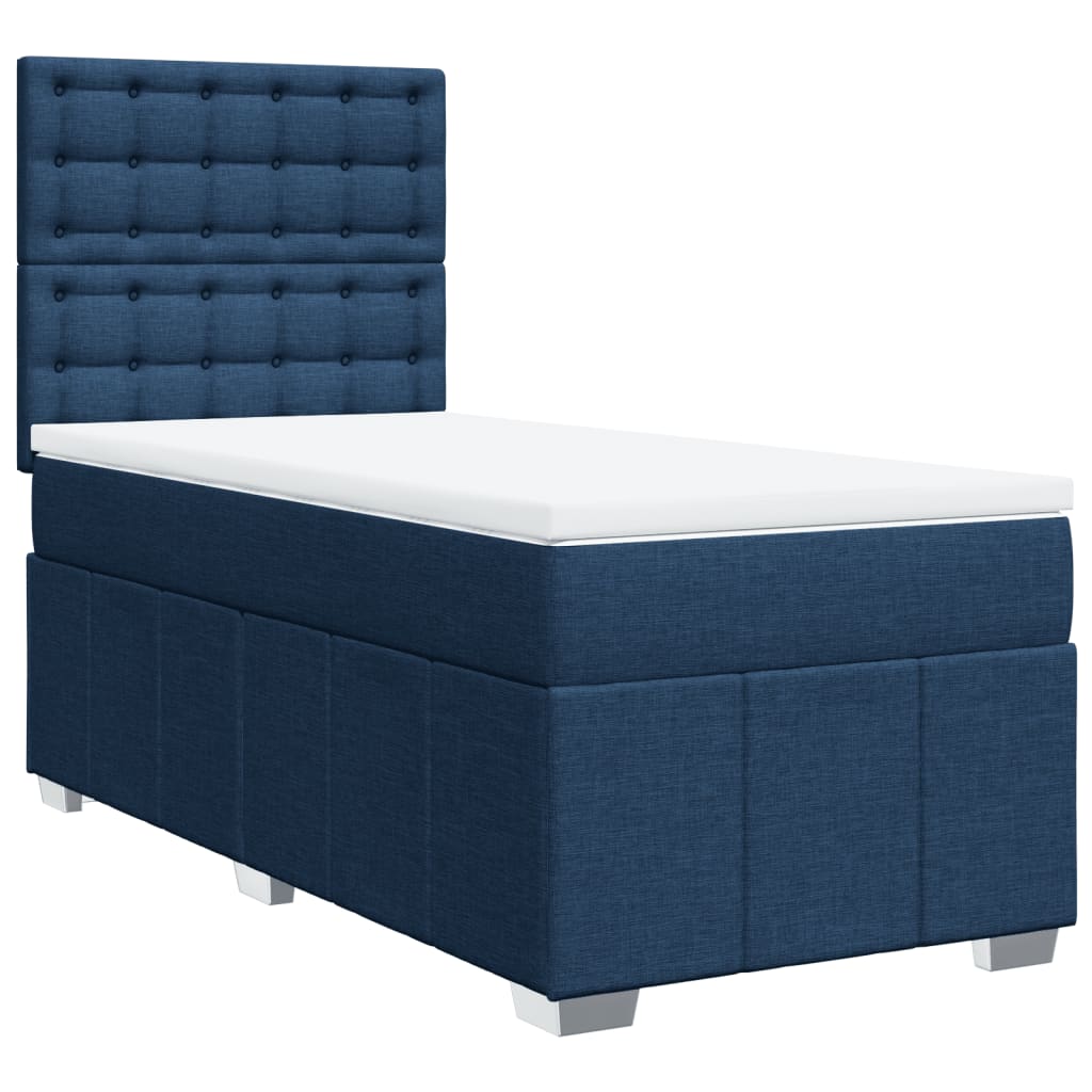 Boxspring met matras stof blauw 90x190 cm