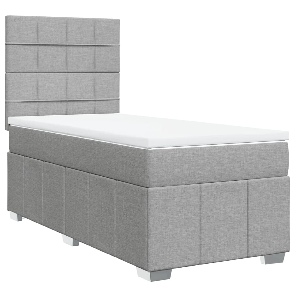 Boxspring met matras stof lichtgrijs 90x200 cm Bedden & bedframes | Creëer jouw Trendy Thuis | Gratis bezorgd & Retour | Trendy.nl