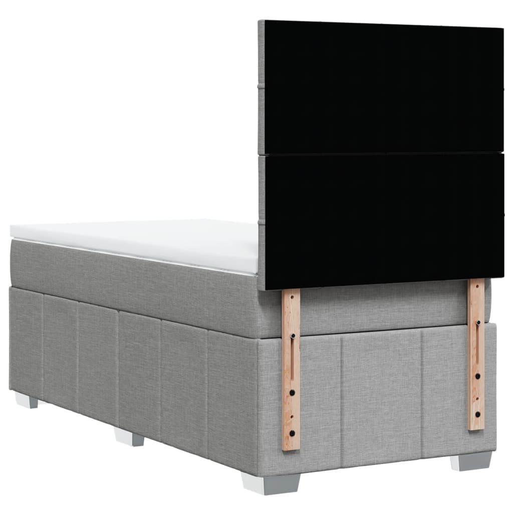 Boxspring met matras stof lichtgrijs 90x200 cm Bedden & bedframes | Creëer jouw Trendy Thuis | Gratis bezorgd & Retour | Trendy.nl