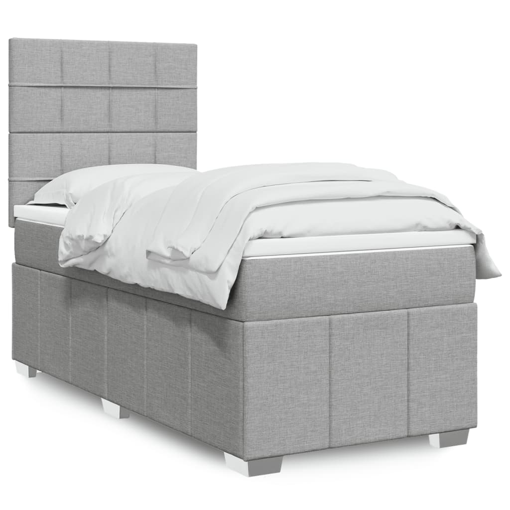 Boxspring met matras stof lichtgrijs 90x200 cm Bedden & bedframes | Creëer jouw Trendy Thuis | Gratis bezorgd & Retour | Trendy.nl