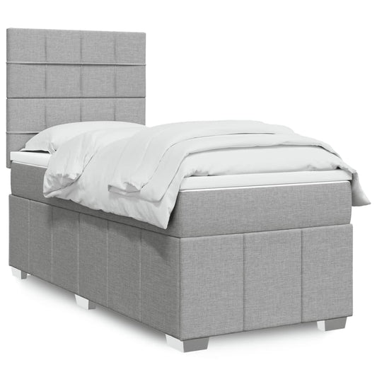 Boxspring met matras stof lichtgrijs 90x200 cm Bedden & bedframes | Creëer jouw Trendy Thuis | Gratis bezorgd & Retour | Trendy.nl