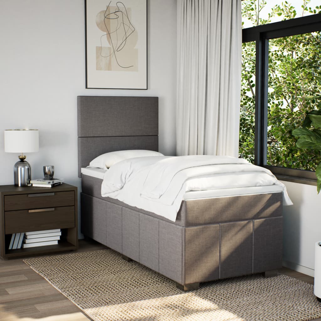 Boxspring met matras stof taupe 100x200 cm Bedden & bedframes | Creëer jouw Trendy Thuis | Gratis bezorgd & Retour | Trendy.nl