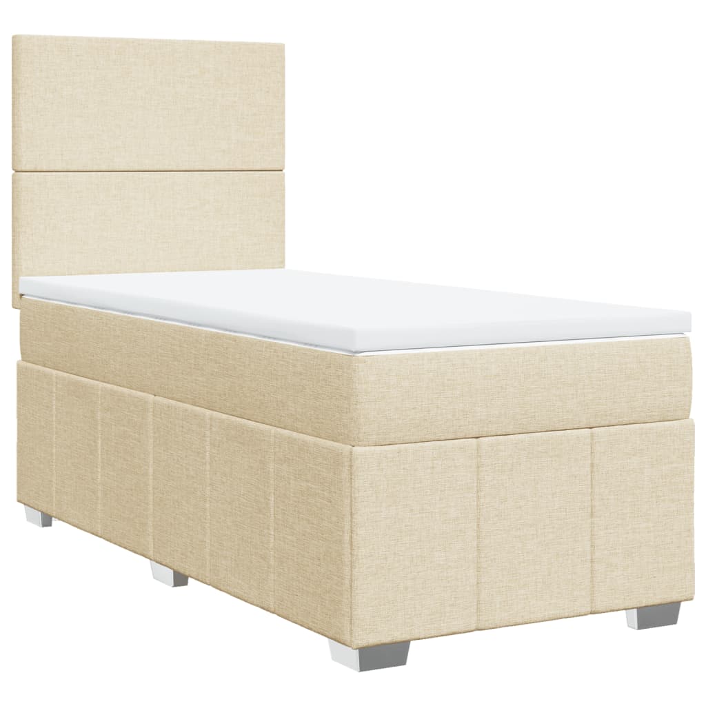 Boxspring met matras stof crèmekleurig 100x200 cm Bedden & bedframes | Creëer jouw Trendy Thuis | Gratis bezorgd & Retour | Trendy.nl