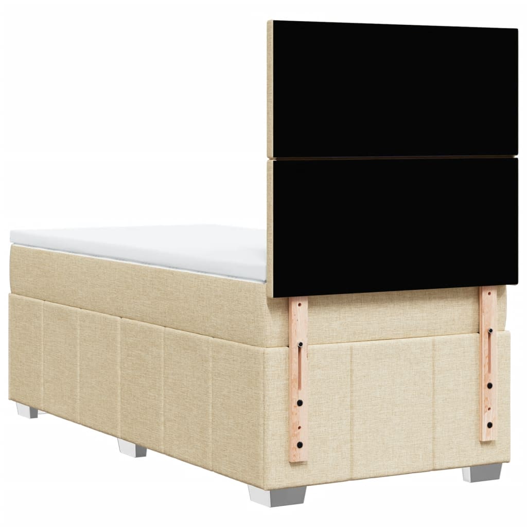 Boxspring met matras stof crèmekleurig 100x200 cm Bedden & bedframes | Creëer jouw Trendy Thuis | Gratis bezorgd & Retour | Trendy.nl