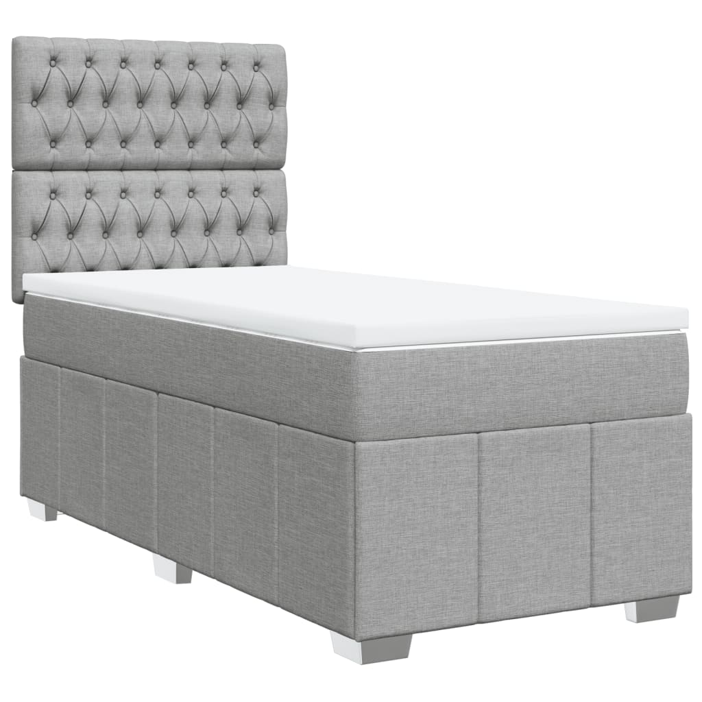 Boxspring met matras stof lichtgrijs 100x200 cm Bedden & bedframes | Creëer jouw Trendy Thuis | Gratis bezorgd & Retour | Trendy.nl