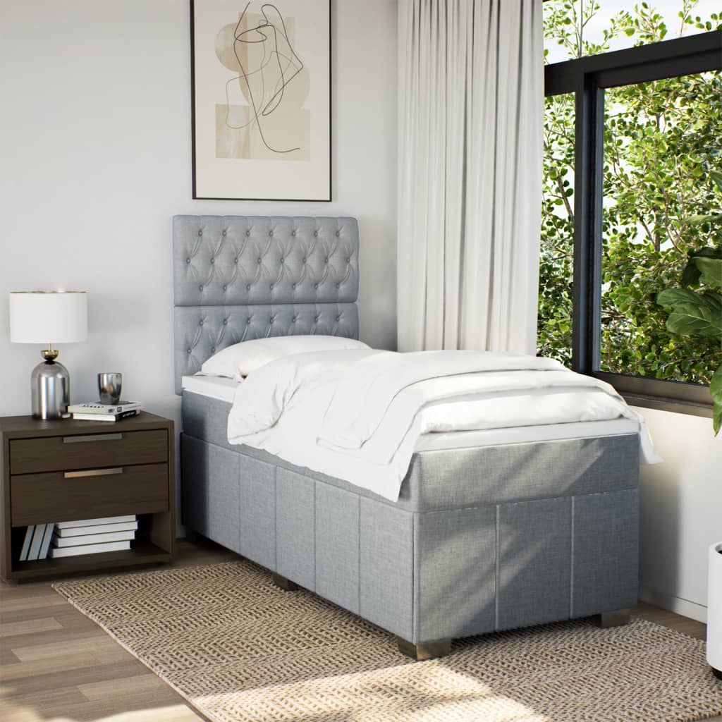 Boxspring met matras stof lichtgrijs 100x200 cm Bedden & bedframes | Creëer jouw Trendy Thuis | Gratis bezorgd & Retour | Trendy.nl