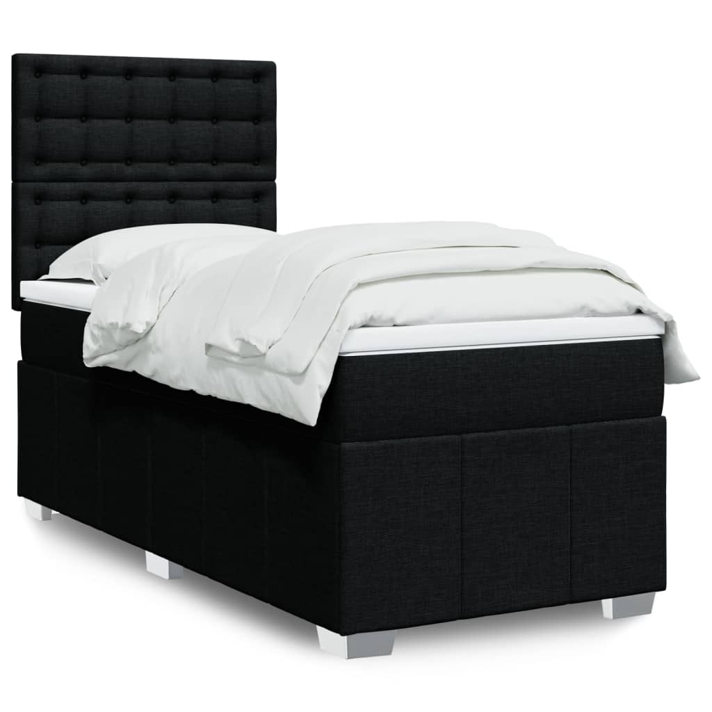 Boxspring met matras stof zwart 100x200 cm Bedden & bedframes | Creëer jouw Trendy Thuis | Gratis bezorgd & Retour | Trendy.nl