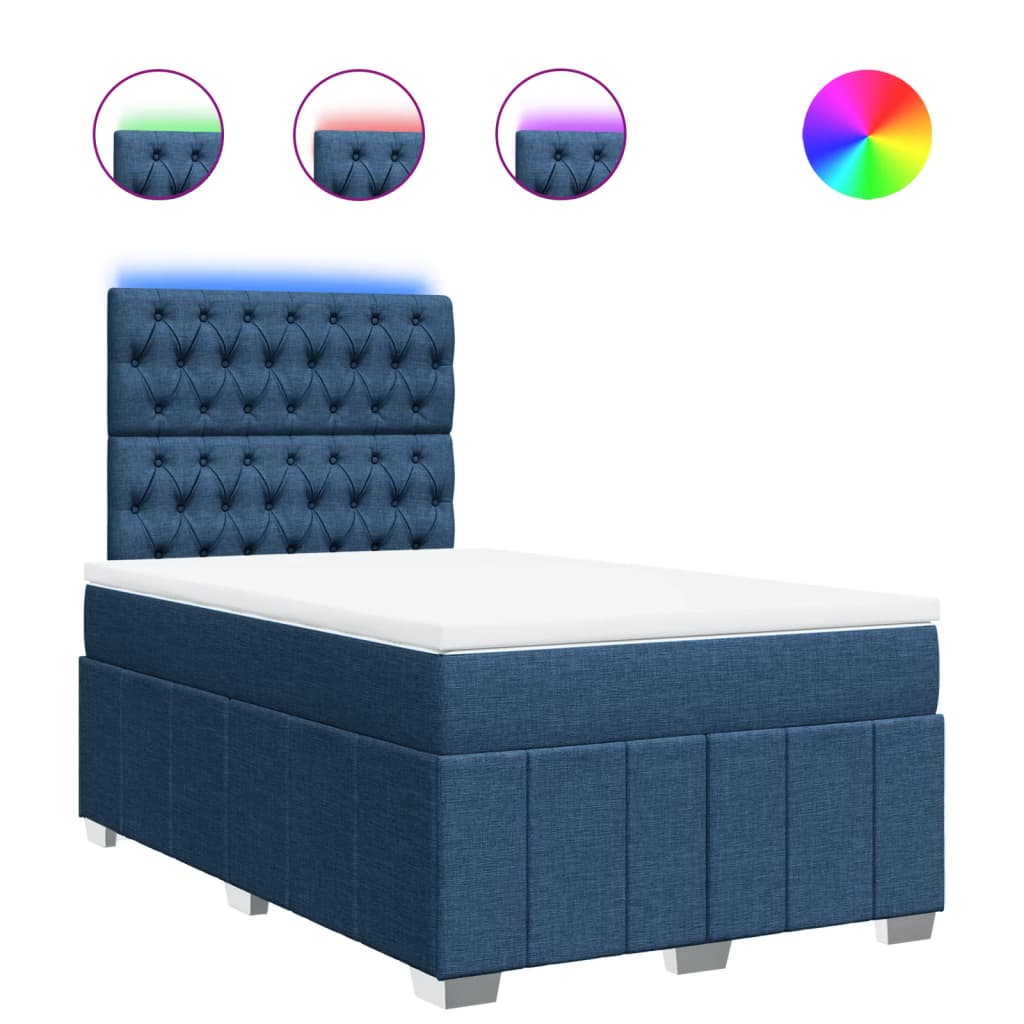 Boxspring met matras stof blauw 120x200 cm Bedden & bedframes | Creëer jouw Trendy Thuis | Gratis bezorgd & Retour | Trendy.nl