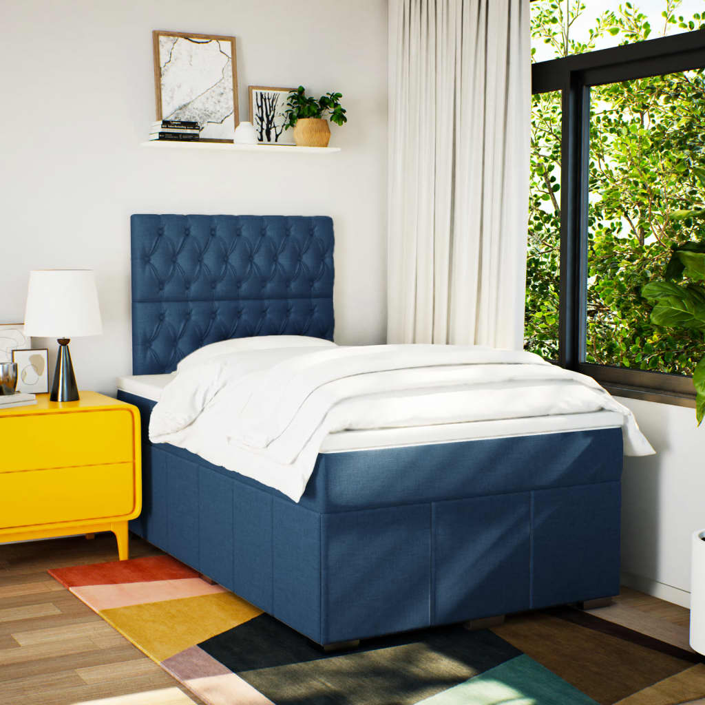 Boxspring met matras stof blauw 120x200 cm Bedden & bedframes | Creëer jouw Trendy Thuis | Gratis bezorgd & Retour | Trendy.nl