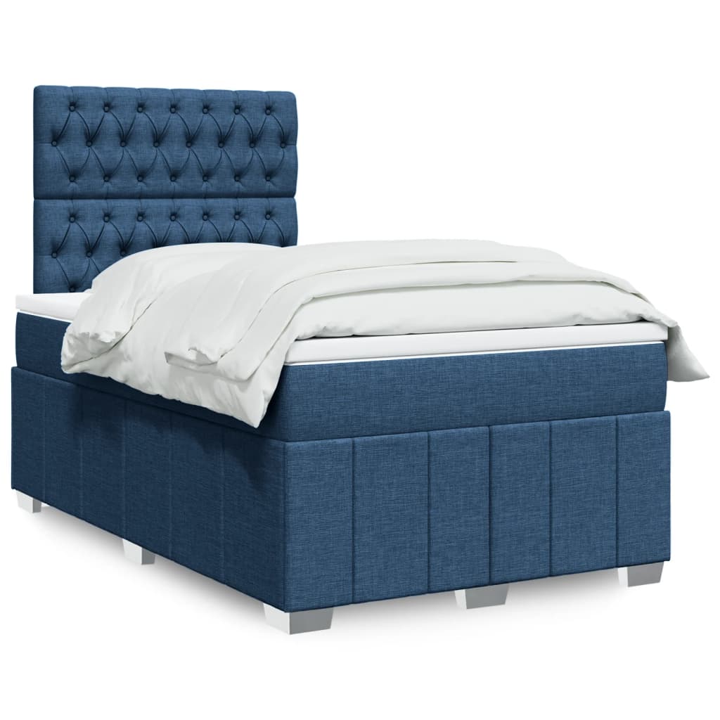 Boxspring met matras stof blauw 120x200 cm Bedden & bedframes | Creëer jouw Trendy Thuis | Gratis bezorgd & Retour | Trendy.nl