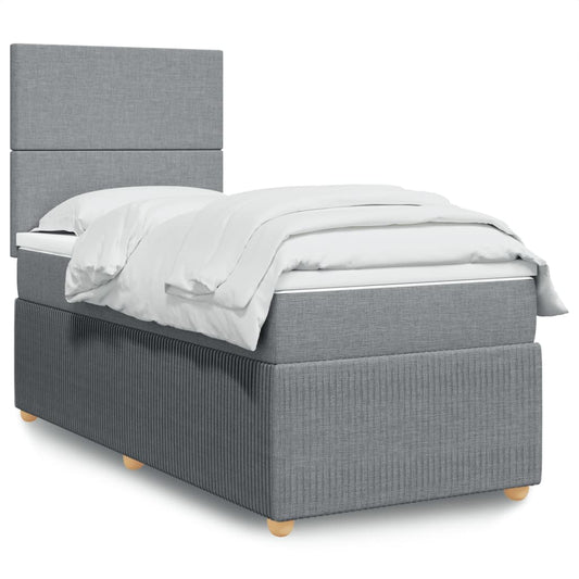 Boxspring met matras stof lichtgrijs 80x200 cm Bedden & bedframes | Creëer jouw Trendy Thuis | Gratis bezorgd & Retour | Trendy.nl