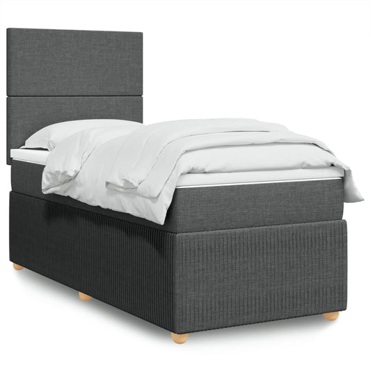 Boxspring met matras stof donkergrijs 80x200 cm Bedden & bedframes | Creëer jouw Trendy Thuis | Gratis bezorgd & Retour | Trendy.nl