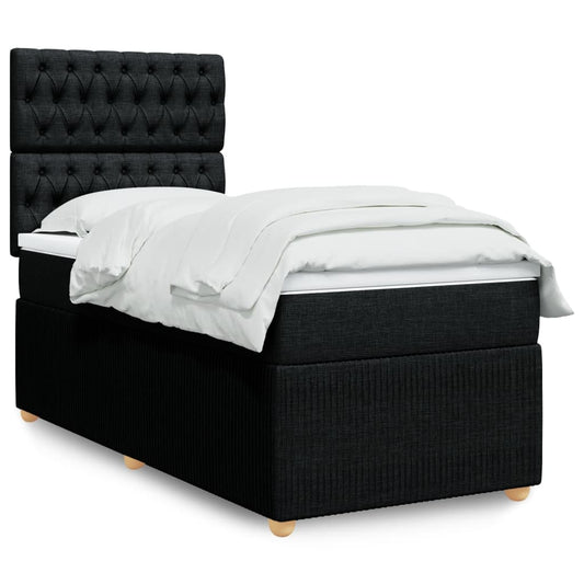 Boxspring met matras stof zwart 80x200 cm Bedden & bedframes | Creëer jouw Trendy Thuis | Gratis bezorgd & Retour | Trendy.nl