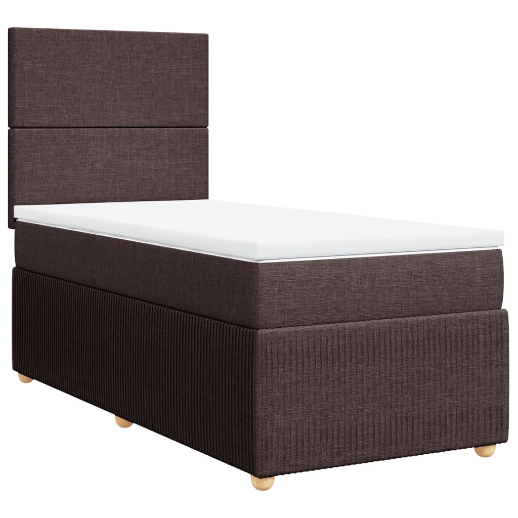 Boxspring met matras stof donkerbruin 90x190 cm Bedden & bedframes | Creëer jouw Trendy Thuis | Gratis bezorgd & Retour | Trendy.nl