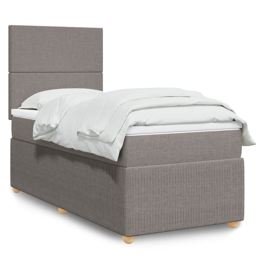 Boxspring met matras stof taupe 90x190 cm Bedden & bedframes | Creëer jouw Trendy Thuis | Gratis bezorgd & Retour | Trendy.nl