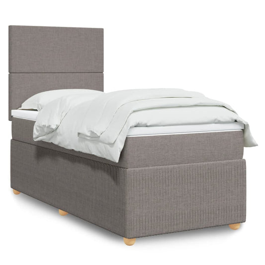 Boxspring met matras stof taupe 90x190 cm Bedden & bedframes | Creëer jouw Trendy Thuis | Gratis bezorgd & Retour | Trendy.nl