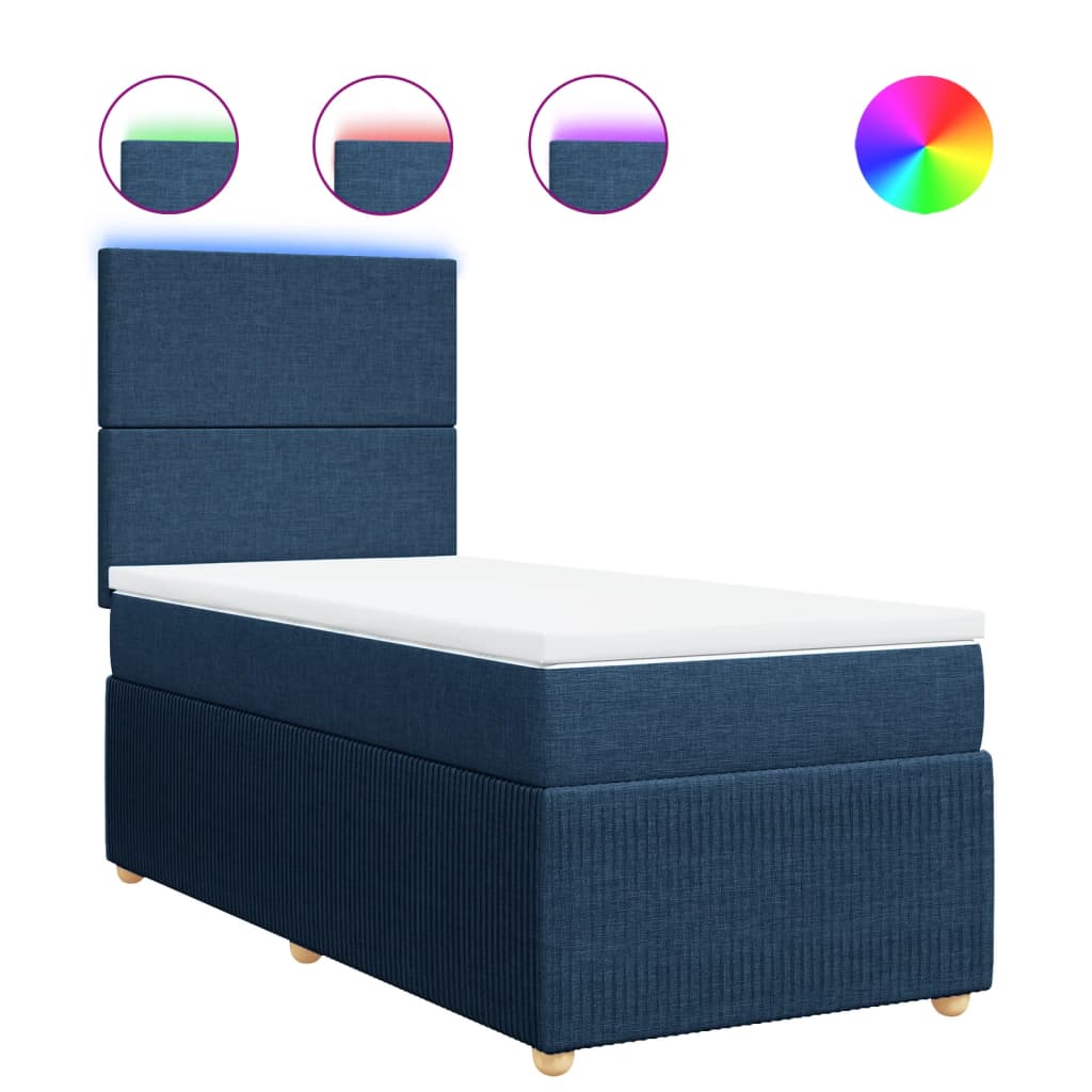 Boxspring met matras stof blauw 90x190 cm Bedden & bedframes | Creëer jouw Trendy Thuis | Gratis bezorgd & Retour | Trendy.nl