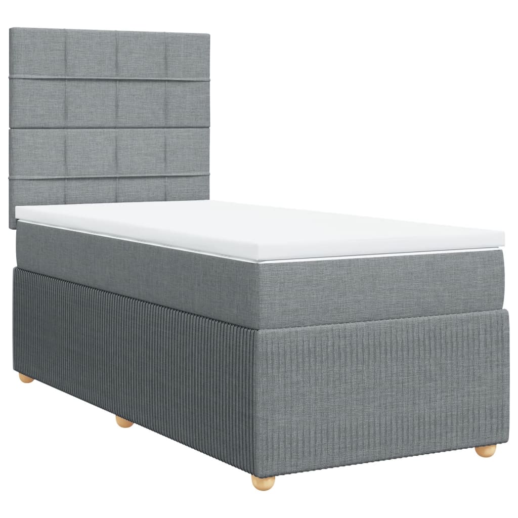 Boxspring met matras stof lichtgrijs 90x190 cm Bedden & bedframes | Creëer jouw Trendy Thuis | Gratis bezorgd & Retour | Trendy.nl