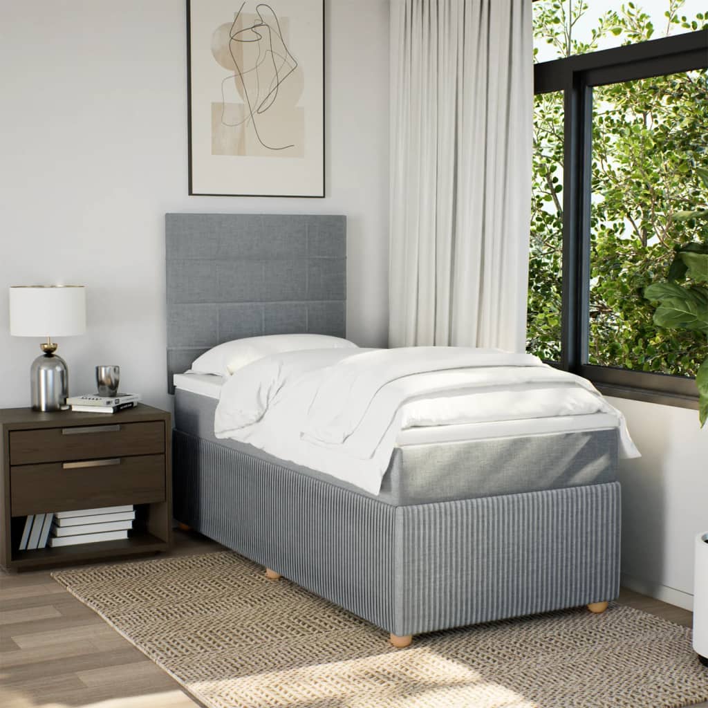 Boxspring met matras stof lichtgrijs 90x190 cm Bedden & bedframes | Creëer jouw Trendy Thuis | Gratis bezorgd & Retour | Trendy.nl