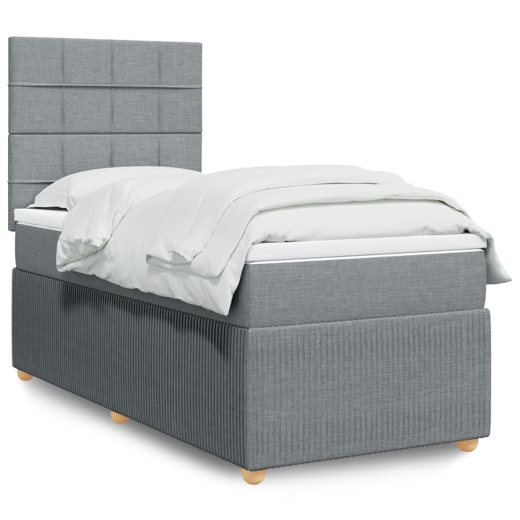 Boxspring met matras stof lichtgrijs 90x190 cm Bedden & bedframes | Creëer jouw Trendy Thuis | Gratis bezorgd & Retour | Trendy.nl