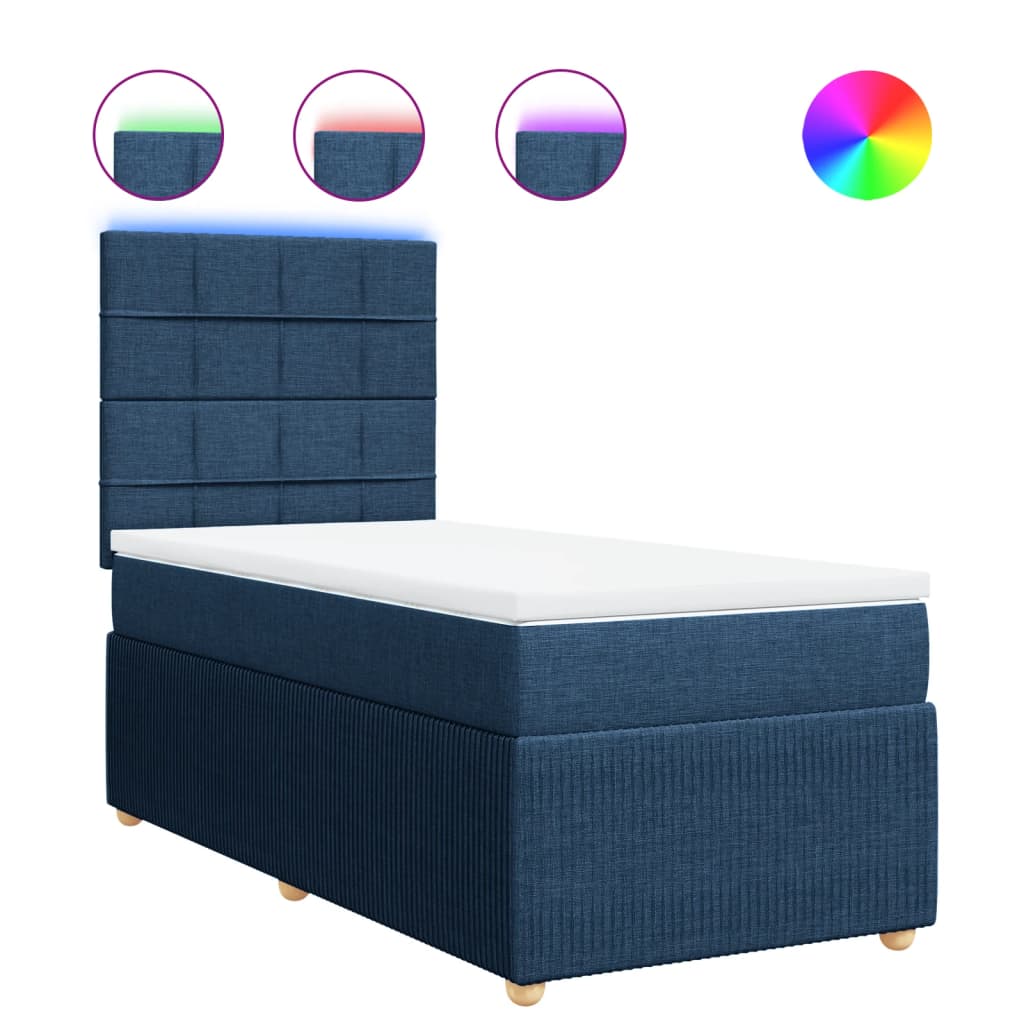 Boxspring met matras stof blauw 90x190 cm Bedden & bedframes | Creëer jouw Trendy Thuis | Gratis bezorgd & Retour | Trendy.nl