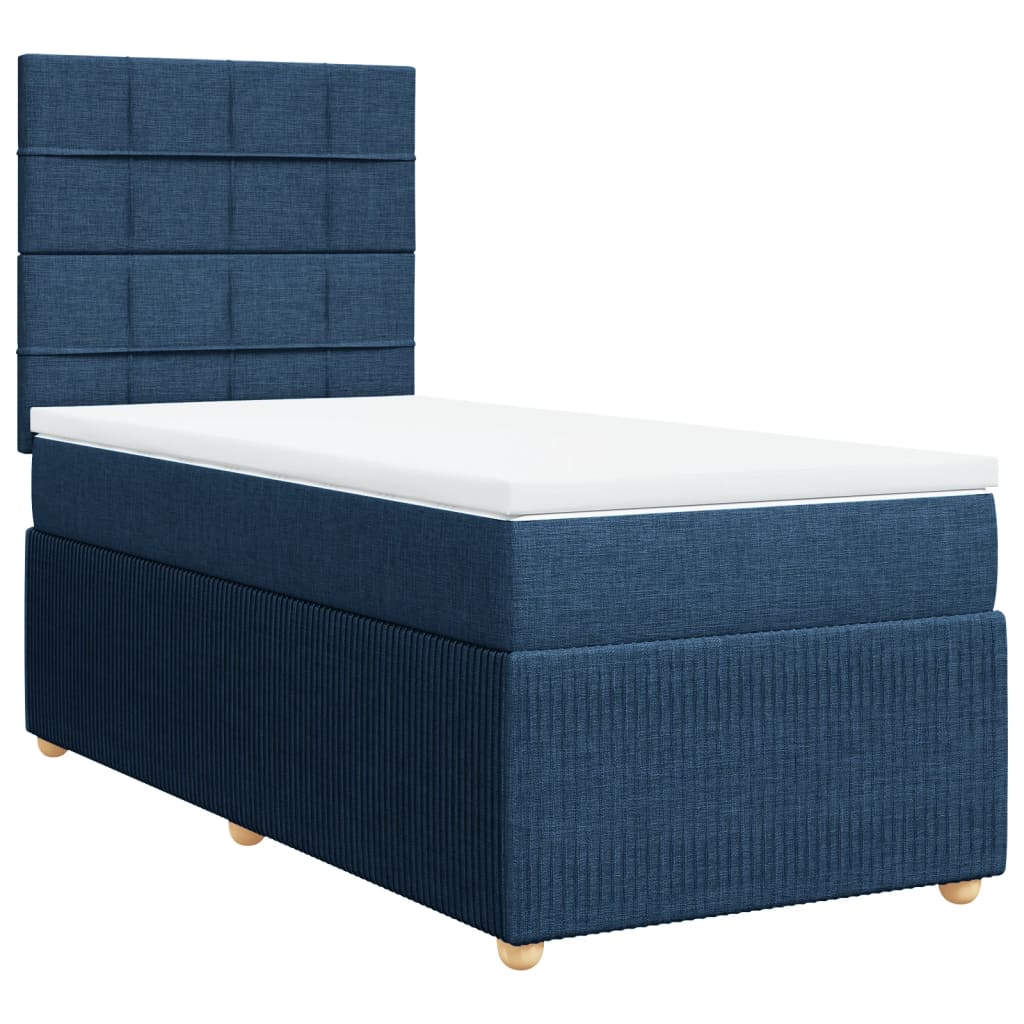 Boxspring met matras stof blauw 90x190 cm Bedden & bedframes | Creëer jouw Trendy Thuis | Gratis bezorgd & Retour | Trendy.nl