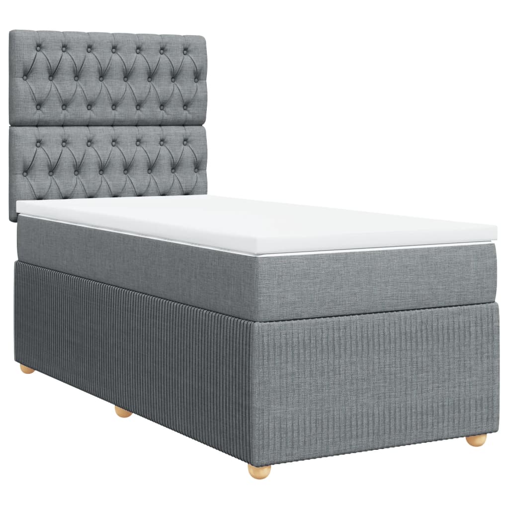 Boxspring met matras stof lichtgrijs 90x190 cm Bedden & bedframes | Creëer jouw Trendy Thuis | Gratis bezorgd & Retour | Trendy.nl