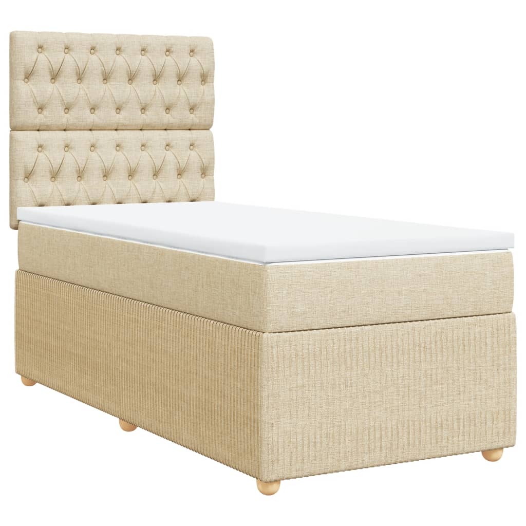 Boxspring met matras stof crèmekleurig 90x190 cm Bedden & bedframes | Creëer jouw Trendy Thuis | Gratis bezorgd & Retour | Trendy.nl