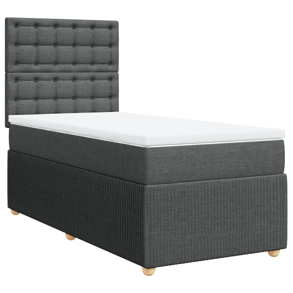 Boxspring met matras stof donkergrijs 90x190 cm Bedden & bedframes | Creëer jouw Trendy Thuis | Gratis bezorgd & Retour | Trendy.nl