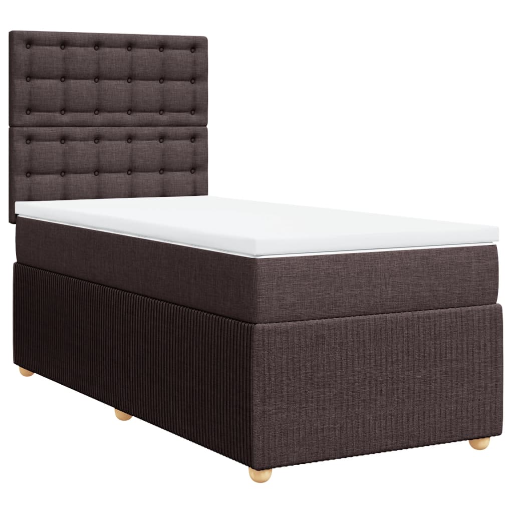 Boxspring met matras stof donkerbruin 90x190 cm Bedden & bedframes | Creëer jouw Trendy Thuis | Gratis bezorgd & Retour | Trendy.nl