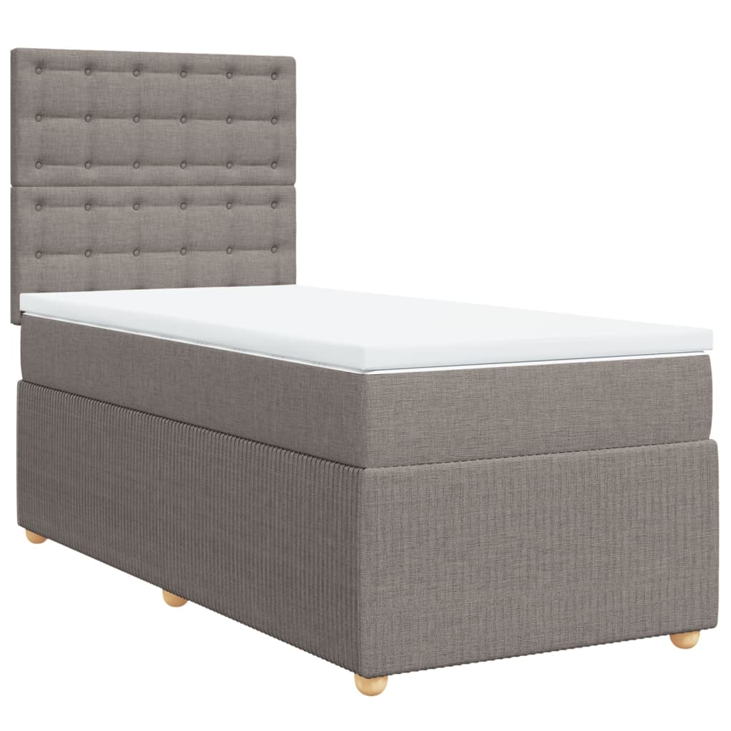 Boxspring met matras stof taupe 90x190 cm Bedden & bedframes | Creëer jouw Trendy Thuis | Gratis bezorgd & Retour | Trendy.nl