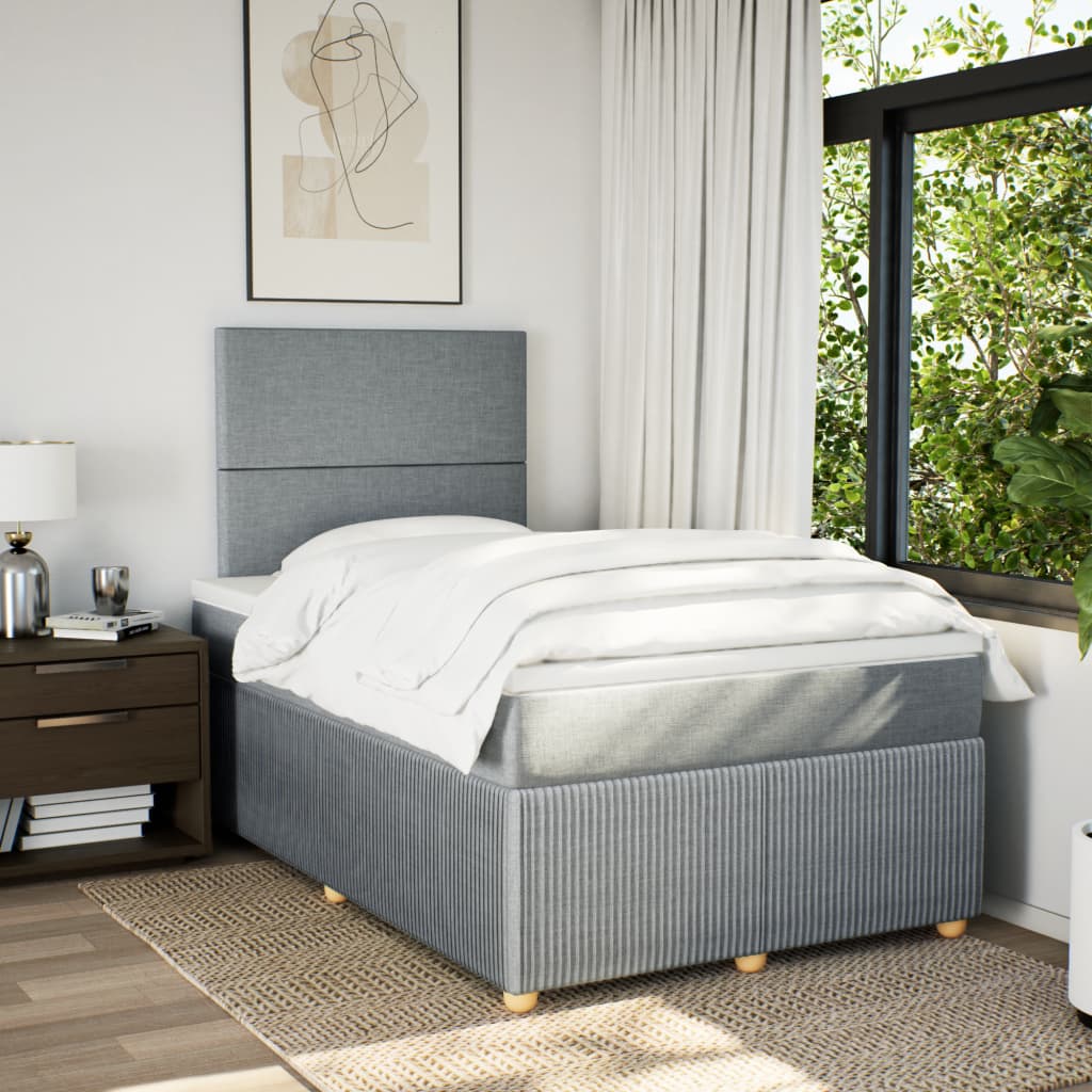 Boxspring met matras stof lichtgrijs 120x190 cm Bedden & bedframes | Creëer jouw Trendy Thuis | Gratis bezorgd & Retour | Trendy.nl