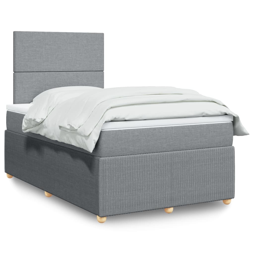 Boxspring met matras stof lichtgrijs 120x190 cm Bedden & bedframes | Creëer jouw Trendy Thuis | Gratis bezorgd & Retour | Trendy.nl