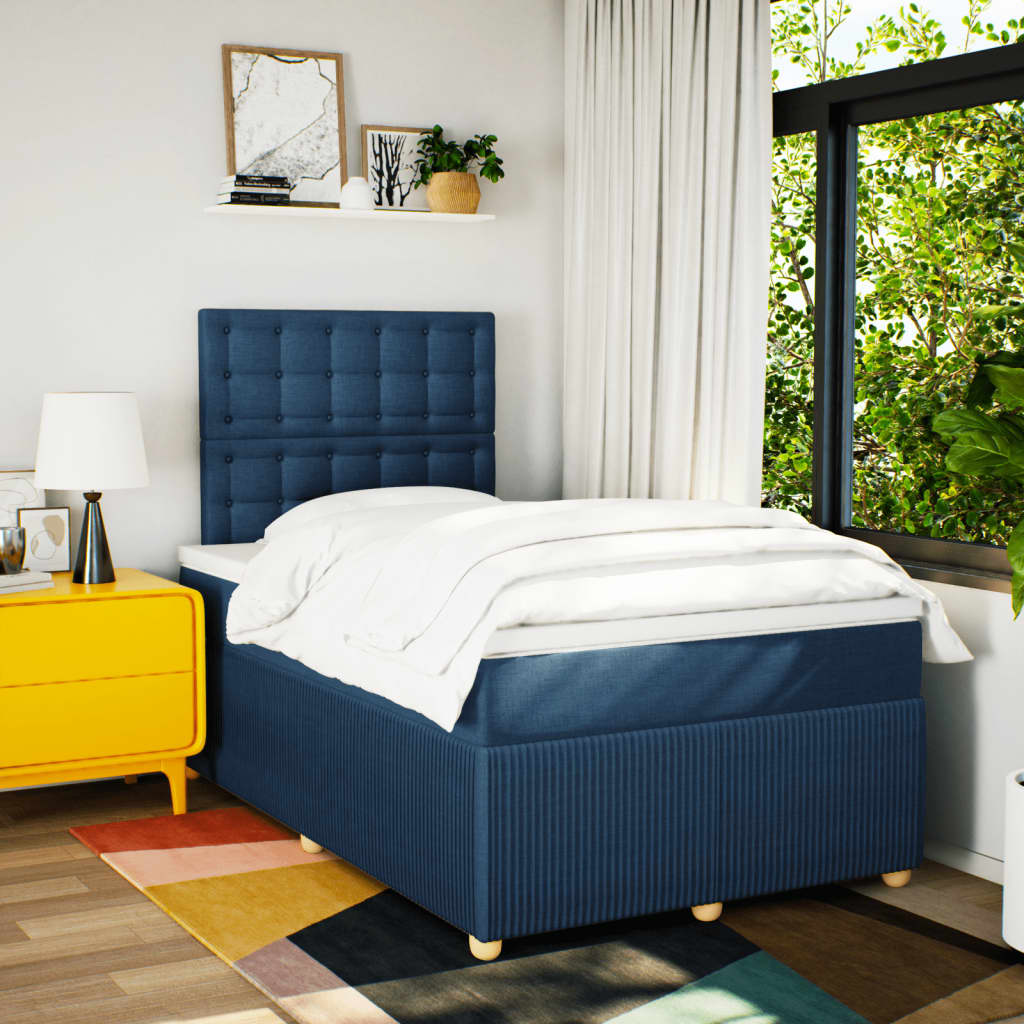 Boxspring met matras stof blauw 120x190 cm Bedden & bedframes | Creëer jouw Trendy Thuis | Gratis bezorgd & Retour | Trendy.nl