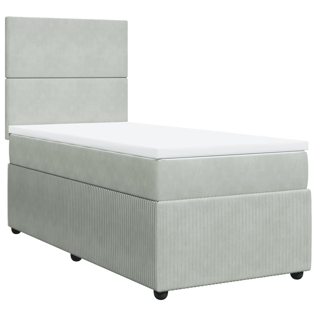 Boxspring met matras fluweel lichtgrijs 90x190 cm Bedden & bedframes | Creëer jouw Trendy Thuis | Gratis bezorgd & Retour | Trendy.nl