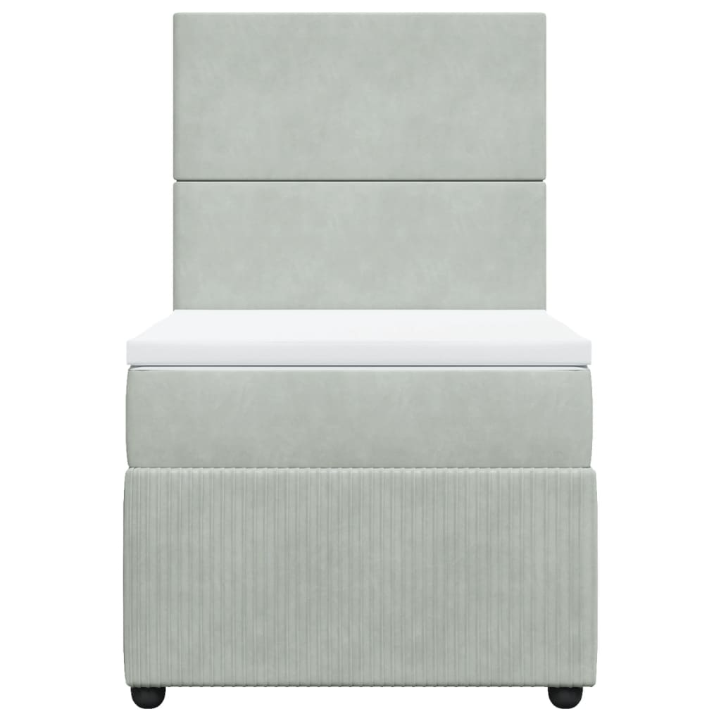 Boxspring met matras fluweel lichtgrijs 90x190 cm Bedden & bedframes | Creëer jouw Trendy Thuis | Gratis bezorgd & Retour | Trendy.nl