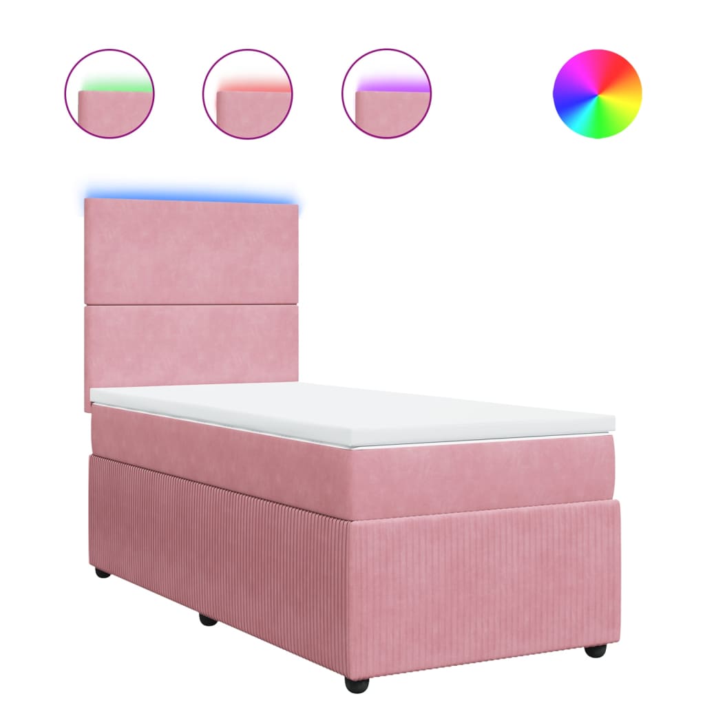 Boxspring met matras fluweel roze 90x190 cm