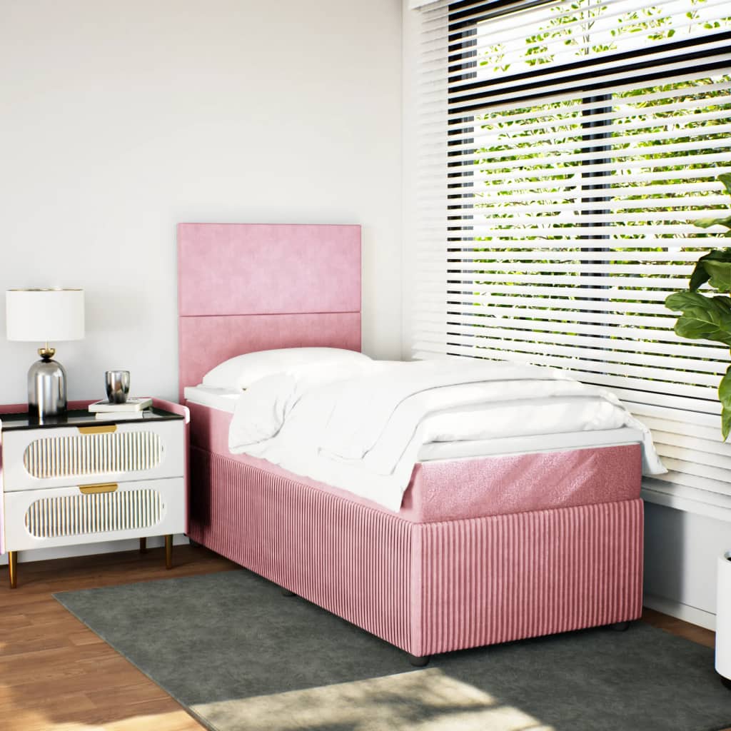 Boxspring met matras fluweel roze 90x190 cm