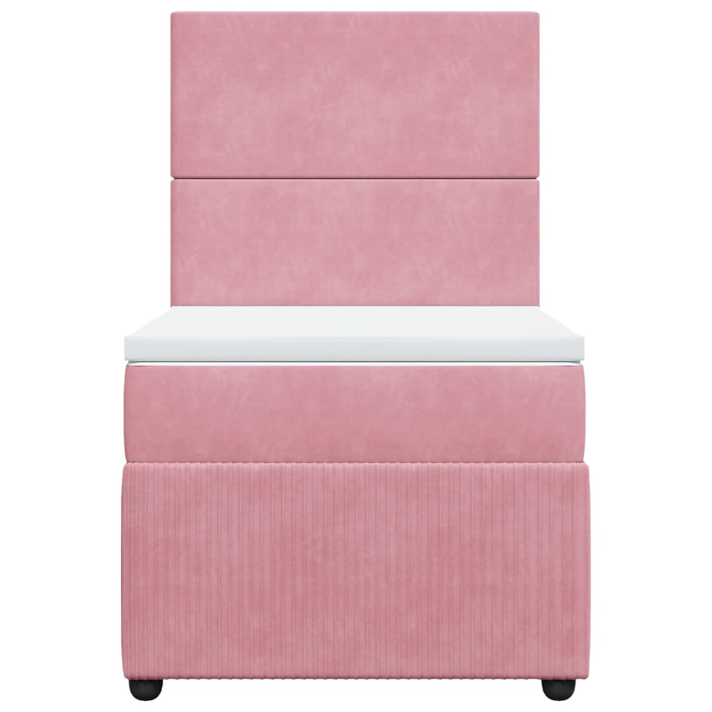 Boxspring met matras fluweel roze 90x190 cm