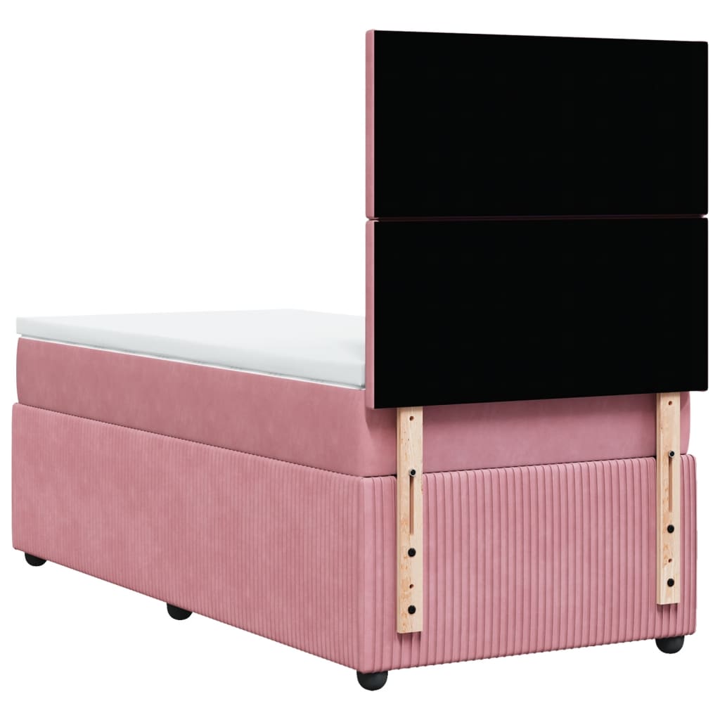 Boxspring met matras fluweel roze 90x190 cm