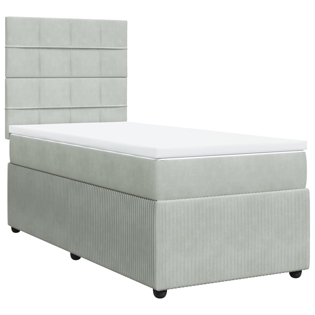 Boxspring met matras fluweel lichtgrijs 90x190 cm Bedden & bedframes | Creëer jouw Trendy Thuis | Gratis bezorgd & Retour | Trendy.nl