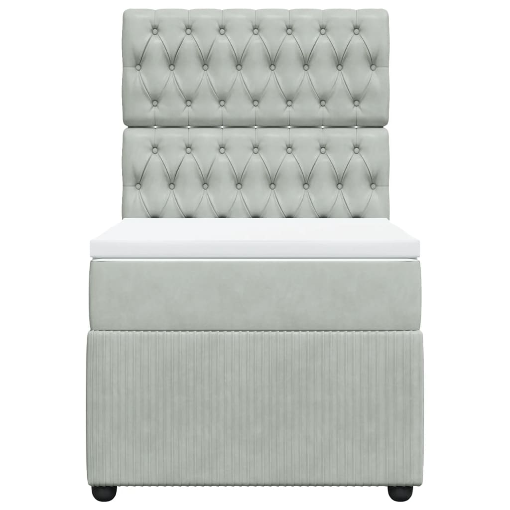 Boxspring met matras fluweel lichtgrijs 90x190 cm Bedden & bedframes | Creëer jouw Trendy Thuis | Gratis bezorgd & Retour | Trendy.nl